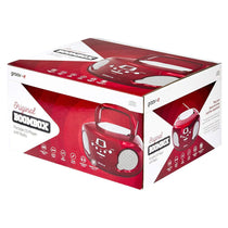 Groov-e Original Boombox Portable CD Player With Radio 3.5mm AUX Input Headphone Jack - Red