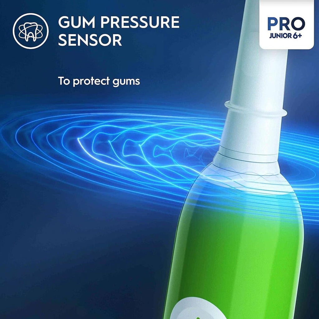 Oral-B Pro Junior Kids Electric Toothbrush 3 Modes With Kid-Friendly Sensitive Mode Ages 6+ - Green