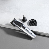BaByliss Men 10-In-1 Titanium Multi Trimmer Face And Body Grooming Kit With Nose Trimmer Head - Silver/Black