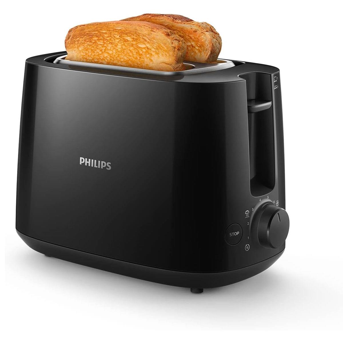 Philips Daily Collection 2 Slice Toaster Wide Slot With 8 Browning Settings 900W - Black