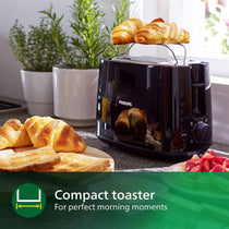Philips Daily Collection 2 Slice Toaster Wide Slot With 8 Browning Settings 900W - Black