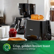 Philips Daily Collection 2 Slice Toaster Wide Slot With 8 Browning Settings 900W - Black