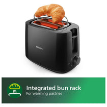 Philips Daily Collection 2 Slice Toaster Wide Slot With 8 Browning Settings 900W - Black