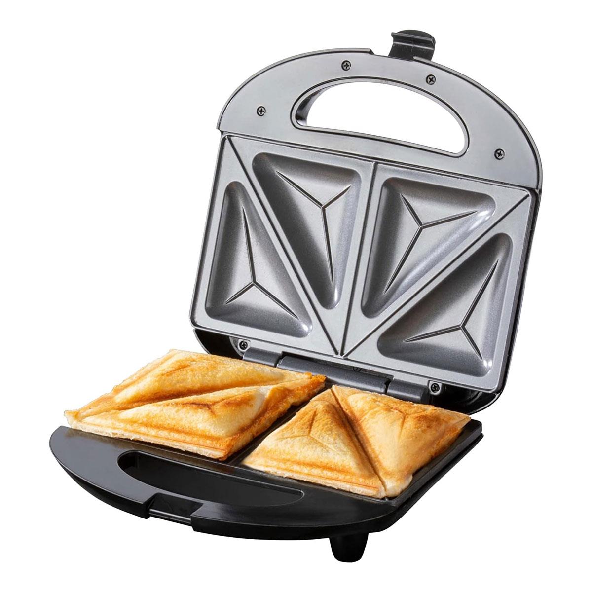 Daewoo 2 Portion Deep Fill 4 Slice Sandwich Toaster With Non-Stick Ceramic Plates 750W - Black/Silver