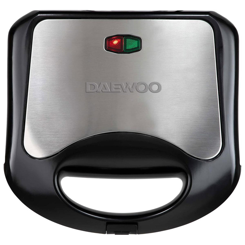 Daewoo 2 Portion Deep Fill 4 Slice Sandwich Toaster With Non-Stick Ceramic Plates 750W - Black/Silver