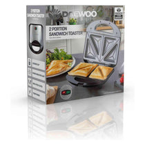 Daewoo 2 Portion Deep Fill 4 Slice Sandwich Toaster With Non-Stick Ceramic Plates 750W - Black/Silver