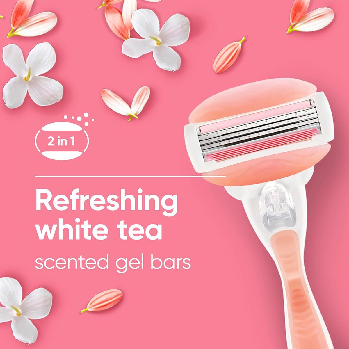 Gillette Venus Comfortglide Spa Breeze Women's Razor Plus 3 2-In-1 Razor Blade Refills With Shaving Gel Bars Set
