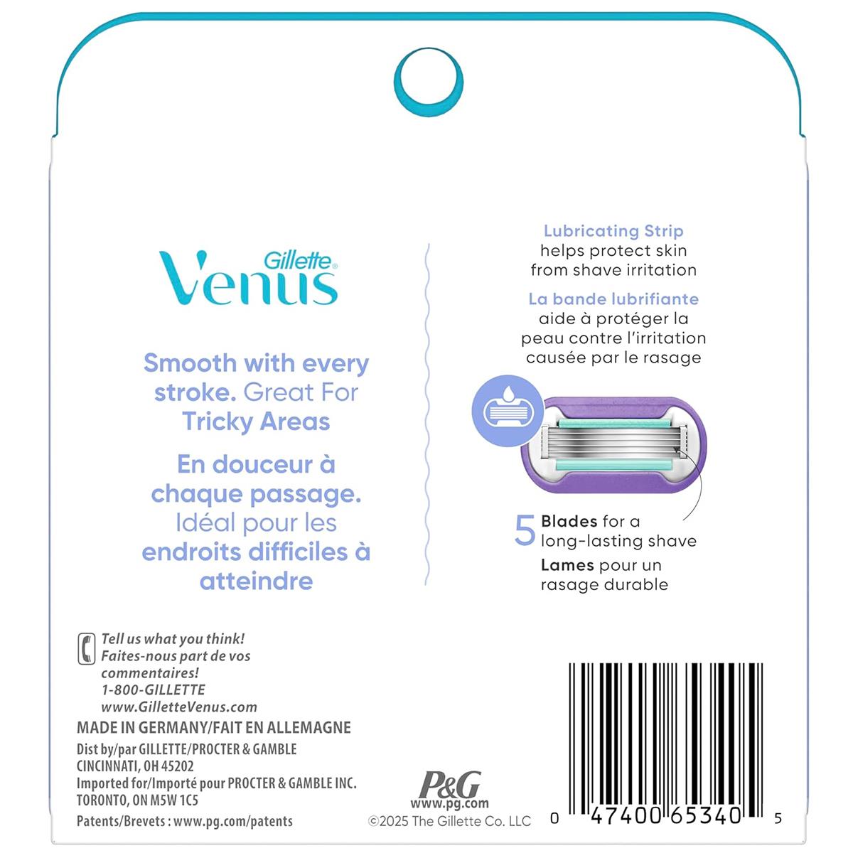 Gillette Venus Deluxe Smooth Swirl Razor Blades Refills Lubrastrip With A Touch of Vitamin E - Pack of 6
