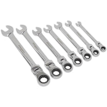 Sealey Flexible Head Ratchet Combination Spanner Set - 7 Piece