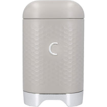 KitchenCraft Lovello Textured Coffee Caddy Geo Metal 11.5 x 11.5 x 19.5cm - Latte Cream