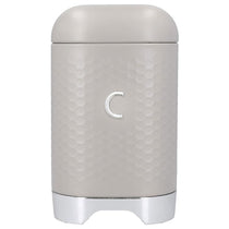 KitchenCraft Lovello Textured Coffee Caddy Geo Metal 11.5 x 11.5 x 19.5cm - Latte Cream