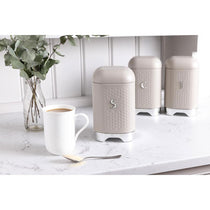 KitchenCraft Lovello Textured Sugar Caddy Geo Metal 11.5 x 11.5 x 19.5cm - Latte Cream