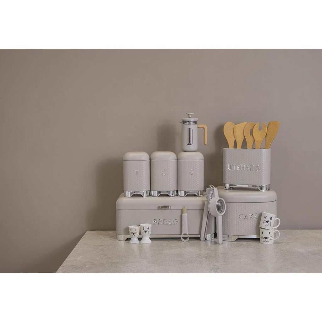 KitchenCraft Lovello Textured Sugar Caddy Geo Metal 11.5 x 11.5 x 19.5cm - Latte Cream