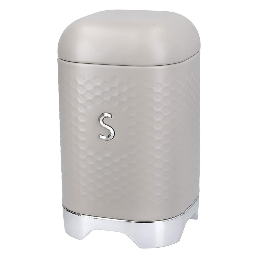 KitchenCraft Lovello Textured Sugar Caddy Geo Metal 11.5 x 11.5 x 19.5cm - Latte Cream
