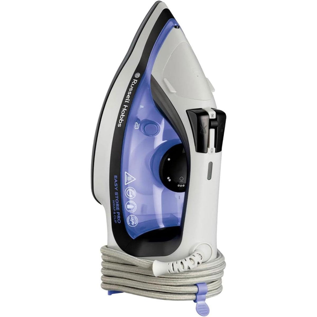 Russell Hobbs Easy Store Pro Wrap And Clip Steam Iron 2400W 320ml Water Tank - Blue/White/Black