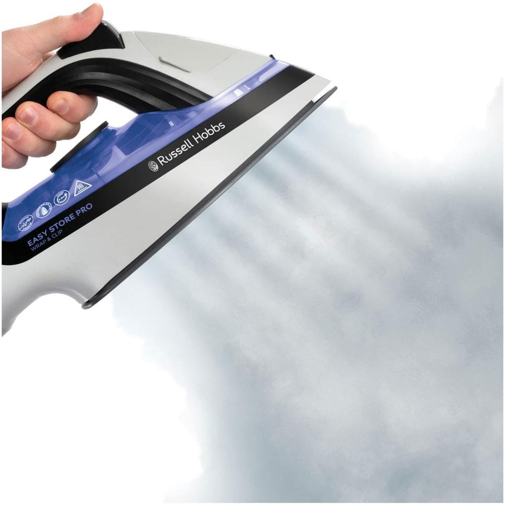 Russell Hobbs Easy Store Pro Wrap And Clip Steam Iron 2400W 320ml Water Tank - Blue/White/Black