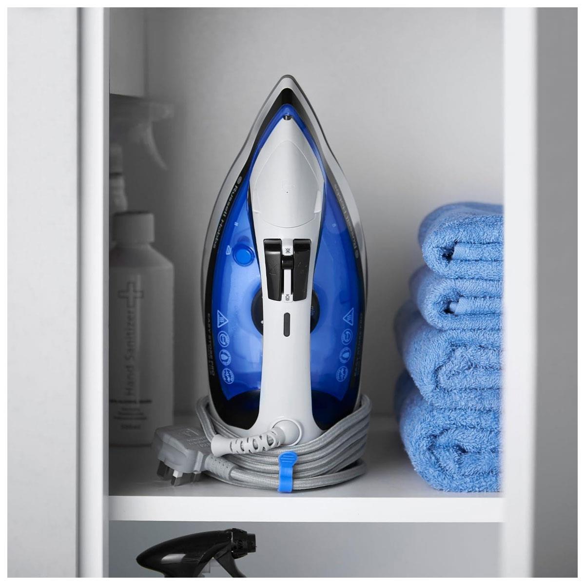 Russell Hobbs Easy Store Pro Wrap And Clip Steam Iron 2400W 320ml Water Tank - Blue/White/Black