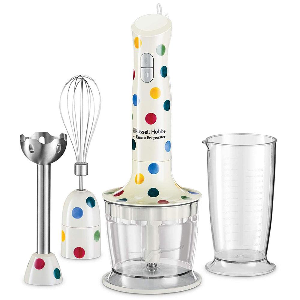 Russell Hobbs Emma Bridgewater 3-In-1 Hand Blender With Hand Whisk And Mini Chopper Attachments 500W - Polka Dot