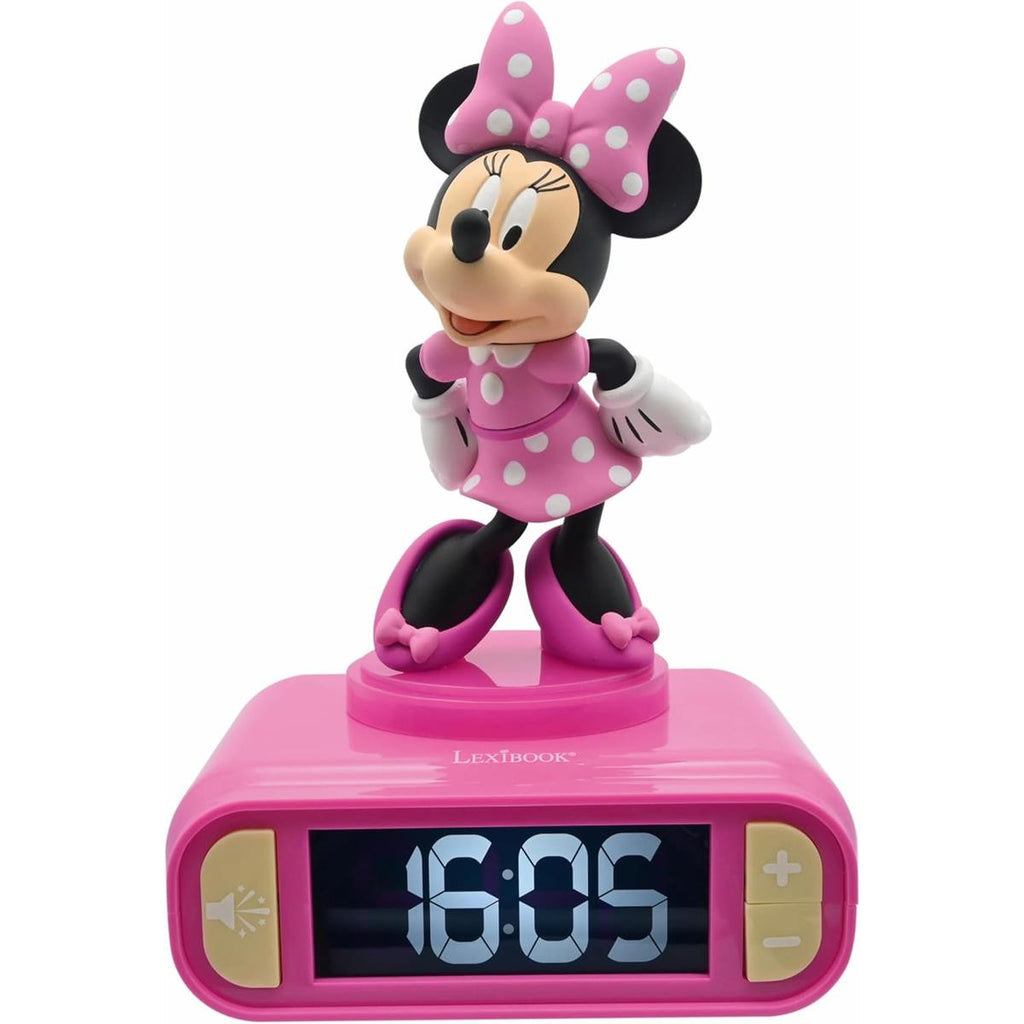 Lexibook 3D Minnie Mouse Childrens Clock With Night Light Alarm Snooze - Pink