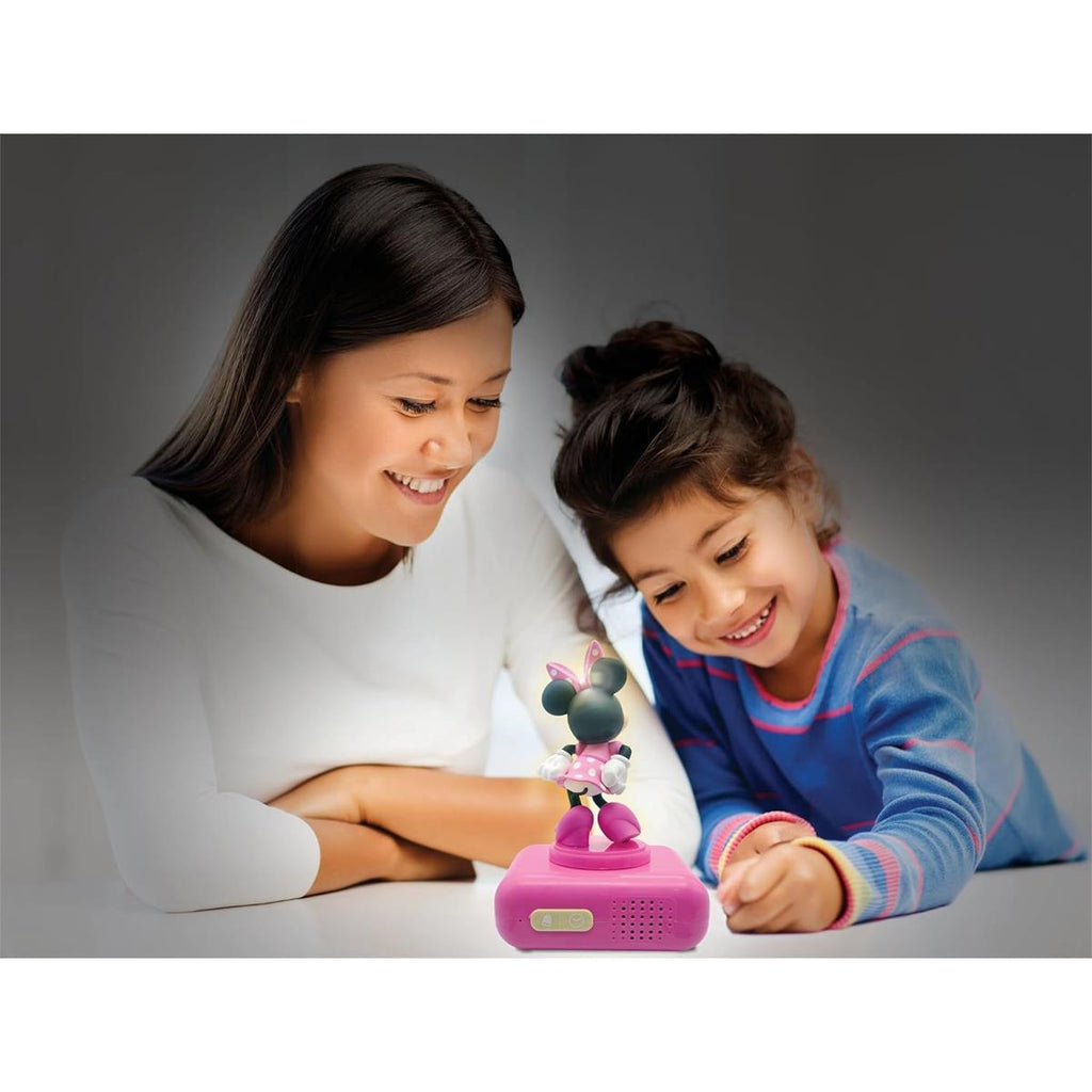 Lexibook 3D Minnie Mouse Childrens Clock With Night Light Alarm Snooze - Pink