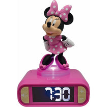Lexibook 3D Minnie Mouse Childrens Clock With Night Light Alarm Snooze - Pink