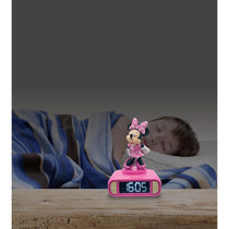 Lexibook 3D Minnie Mouse Childrens Clock With Night Light Alarm Snooze - Pink