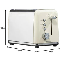 Daewoo Kensington 2 Slice Toaster Stainless Steel 810W - Cream