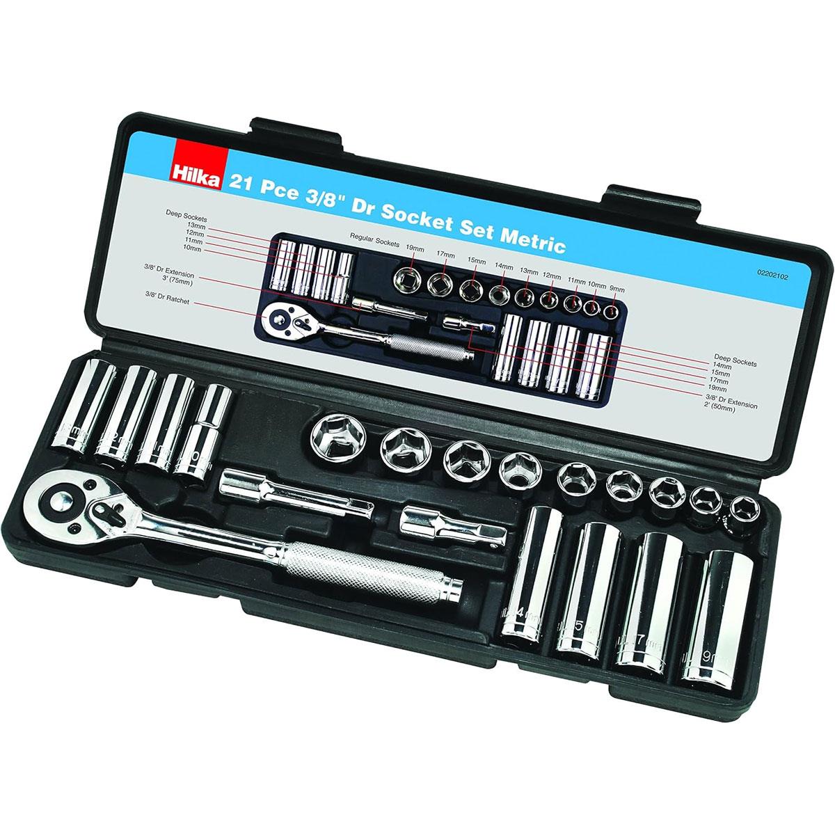 Hilka 3/8 Inch Drive Socket Set Metric 72 Teeth Ratchet - 21 Piece Secondary image