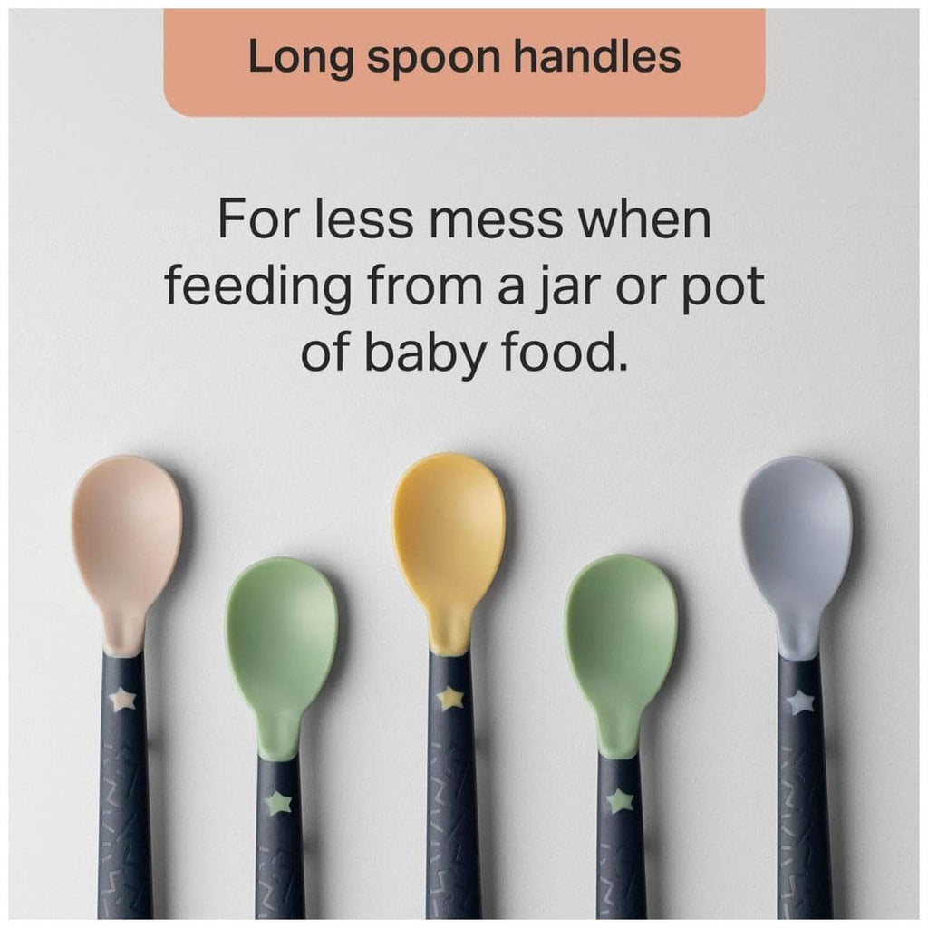 Tommee Tippee Softee Weaning Spoons With Long Anti-Slip Handles 4m Pack of 5 - Multicolour