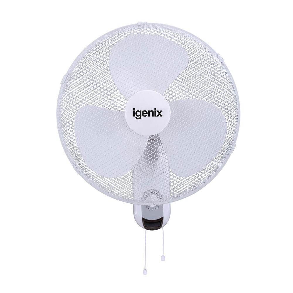 Igenix 16 Inch Wall Mounted Fan With Oscillation And 3 Speed Settings - White