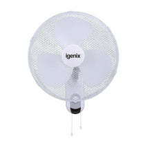 Igenix 16 Inch Wall Mounted Fan With Oscillation And 3 Speed Settings - White
