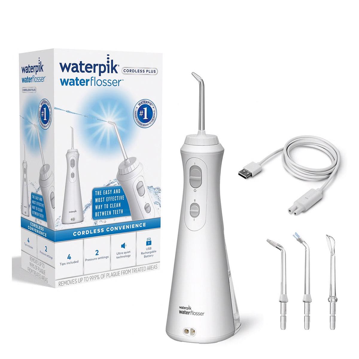 Waterpik Water Flosser Cordless Plus With 2 Pressure Settings 4 Tips - White Secondary image