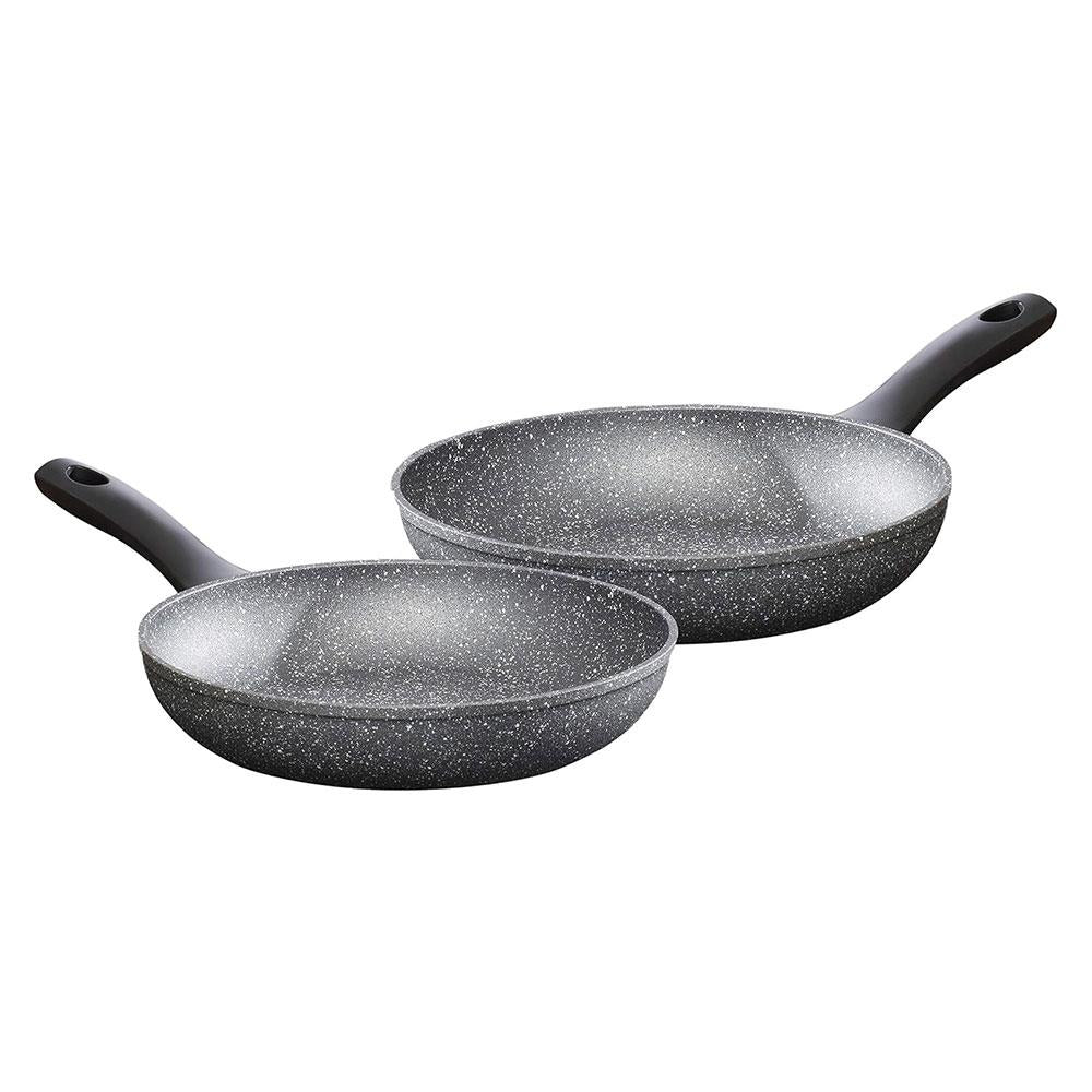 Pro-Chef Forged Aluminium Fry Pan 24cm And 28cm 2 Piece Set - Black/White