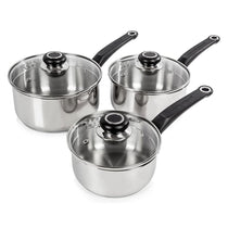 Morphy Richards Equip Pan Set 3 Piece – 16cm 18cm 20cm Stainless Steel Saucepan