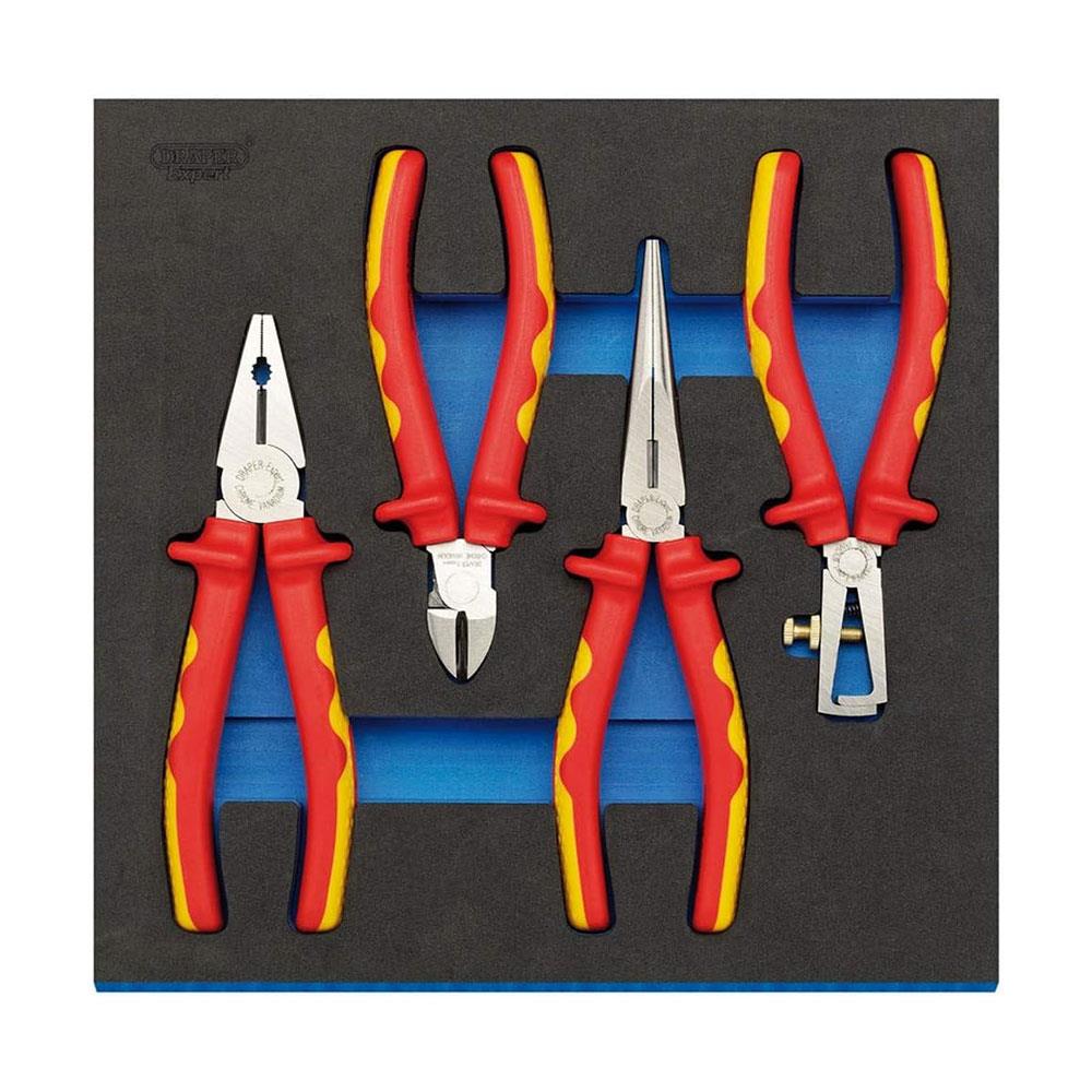 Draper Expert VDE Approved Fully Insulated Plier Set In 1/2 Drawer EVA Insert Tray - 4 Piece Secondary image