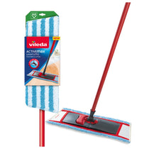 Vileda Active Max Mop With Telescopic Broom Handle Microfibre & Cotton - Red/Black