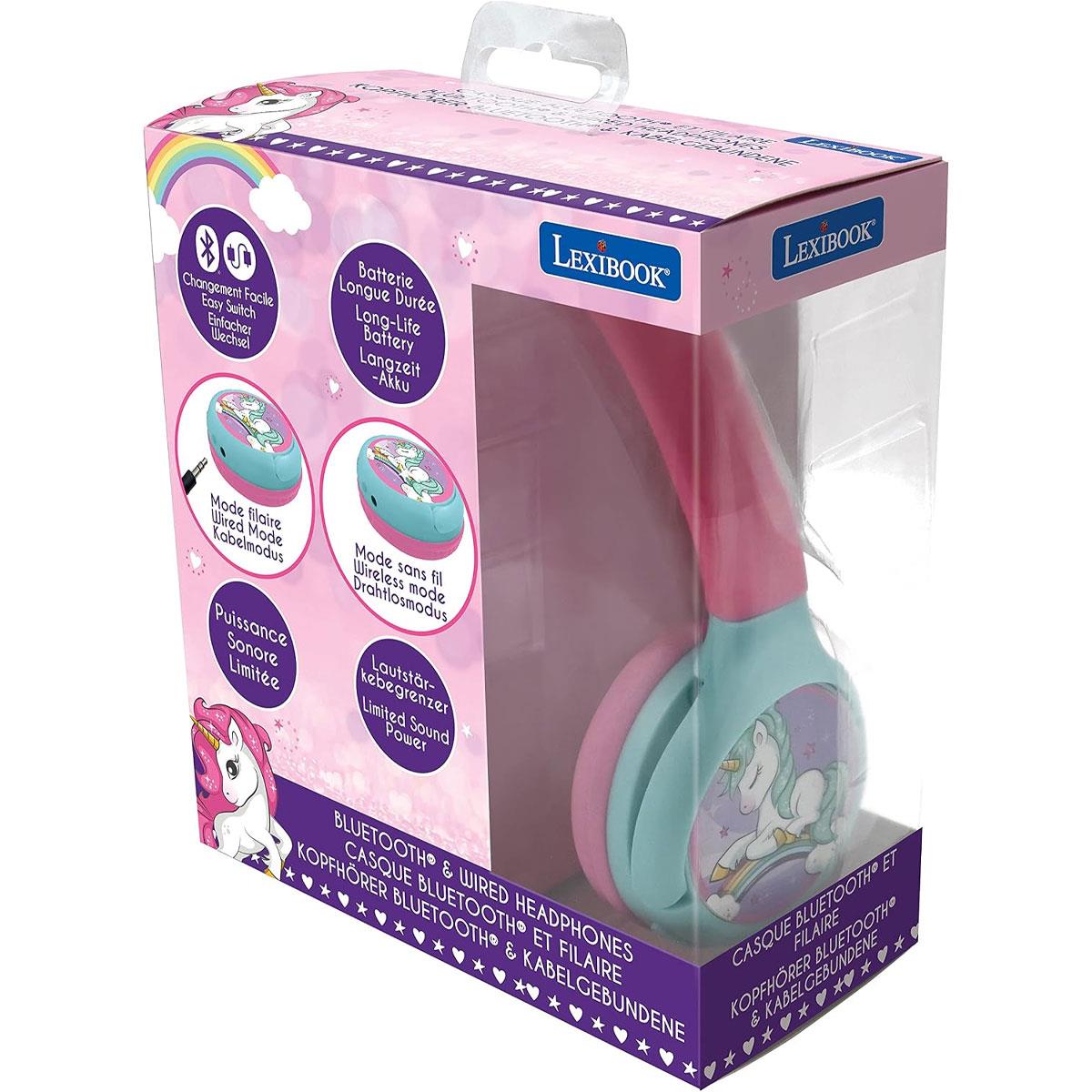Lexibook Unicorn Bluetooth And Wired Foldable Kids Headphones - Multicolour