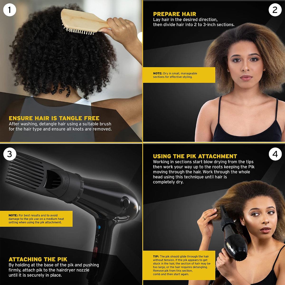 Wahl Powerpik 5000 Salon Styling Hair Dryer 2000W With 2 Speed & 3 Heat Settings - Black