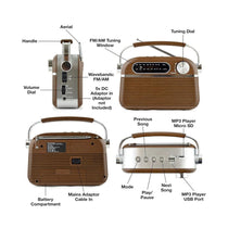 Lloytron Vintage Rechargeable Bluetooth AM/FM Radio - Wood Effect