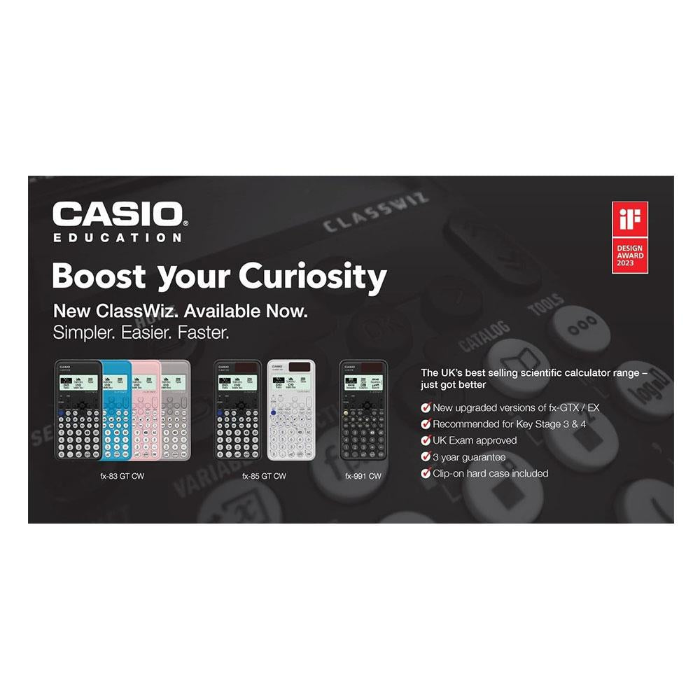 Casio ClassWiz GCSE Scientific Calculator Dual Powered 290+ Functions - White