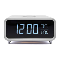 Groov-e Athena Alarm Clock With Wireless Charging Pad & Night Light - White