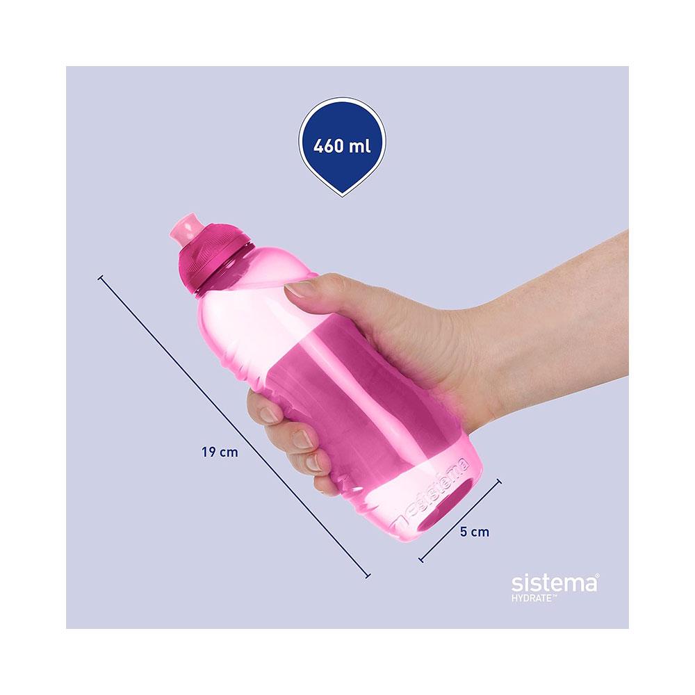 Sistema Twist & Sip Squeeze Sports Water Bottle 460ml - Assorted Colours
