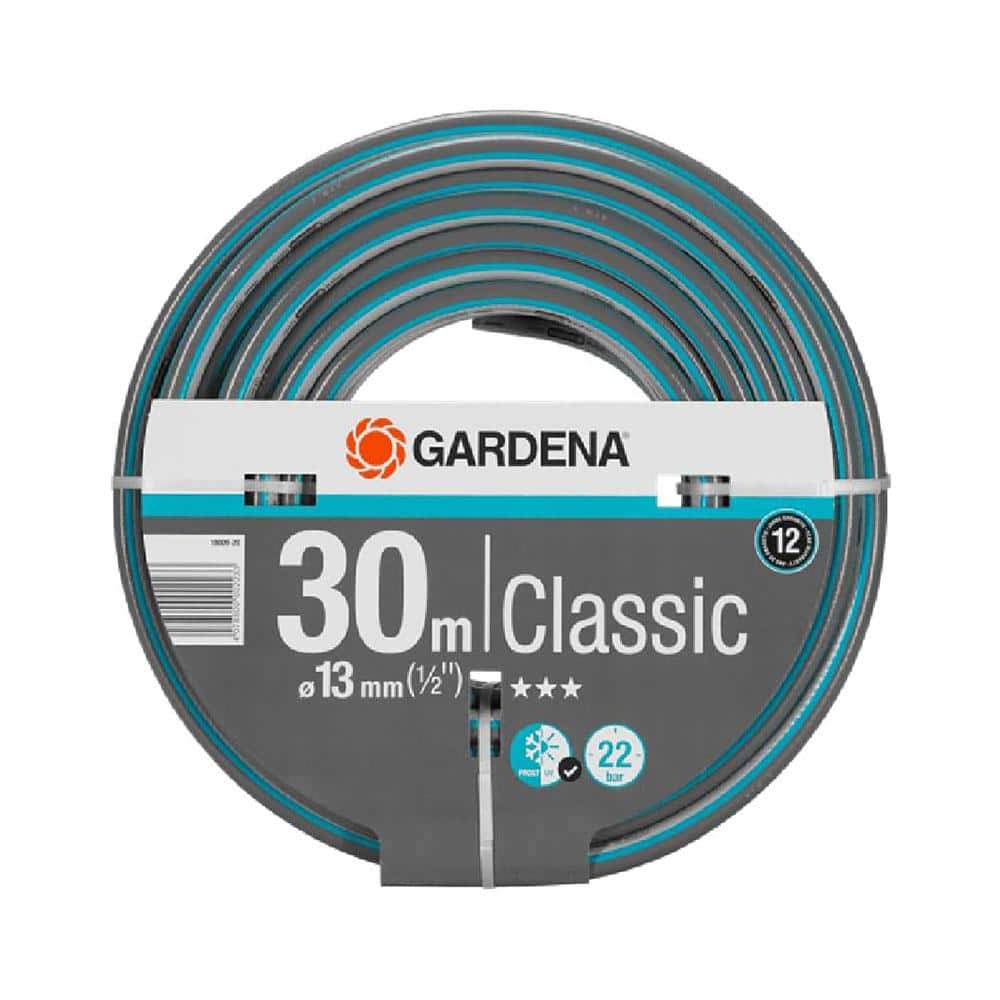 Gardena Classic Hose 13mm (1/2 Inch) 30m 22 Bar Burst Pressure - Tuquoise/Grey