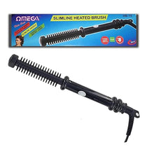 Omega Slimline Heated Brush 13mm Hair Styling Curler Hot Comb Tangle Free Swivel - Black