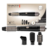 Remington Blow Dry And Style Caring Airstyler Hair Dryer Hot Brush & Hair Curler 1000W With 4 Attachments - Black
