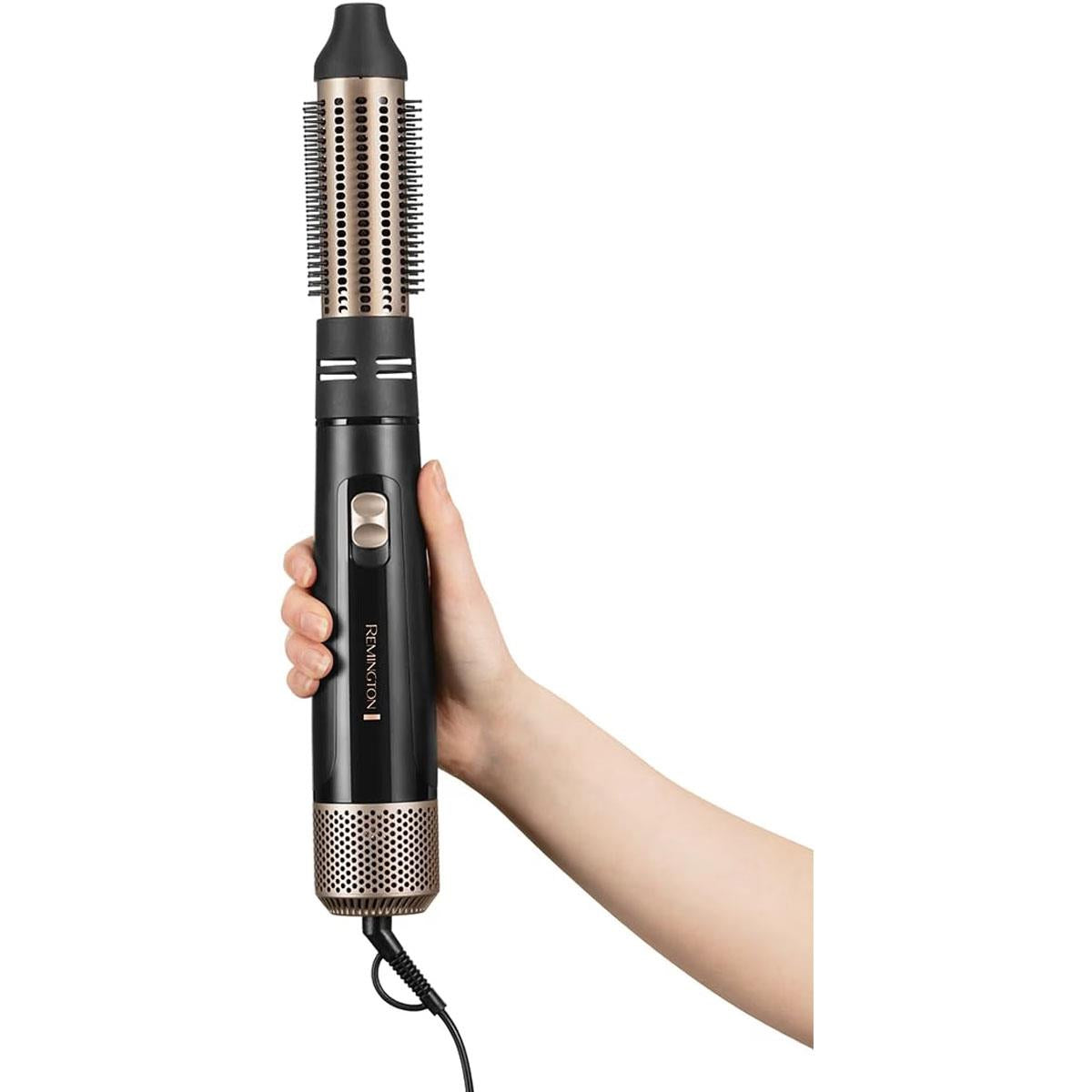 Remington Blow Dry And Style Caring Airstyler Hair Dryer Hot Brush & Hair Curler 1000W With 4 Attachments - Black