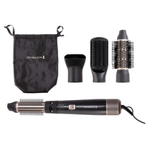 Remington Blow Dry And Style Caring Airstyler Hair Dryer Hot Brush & Hair Curler 1000W With 4 Attachments - Black