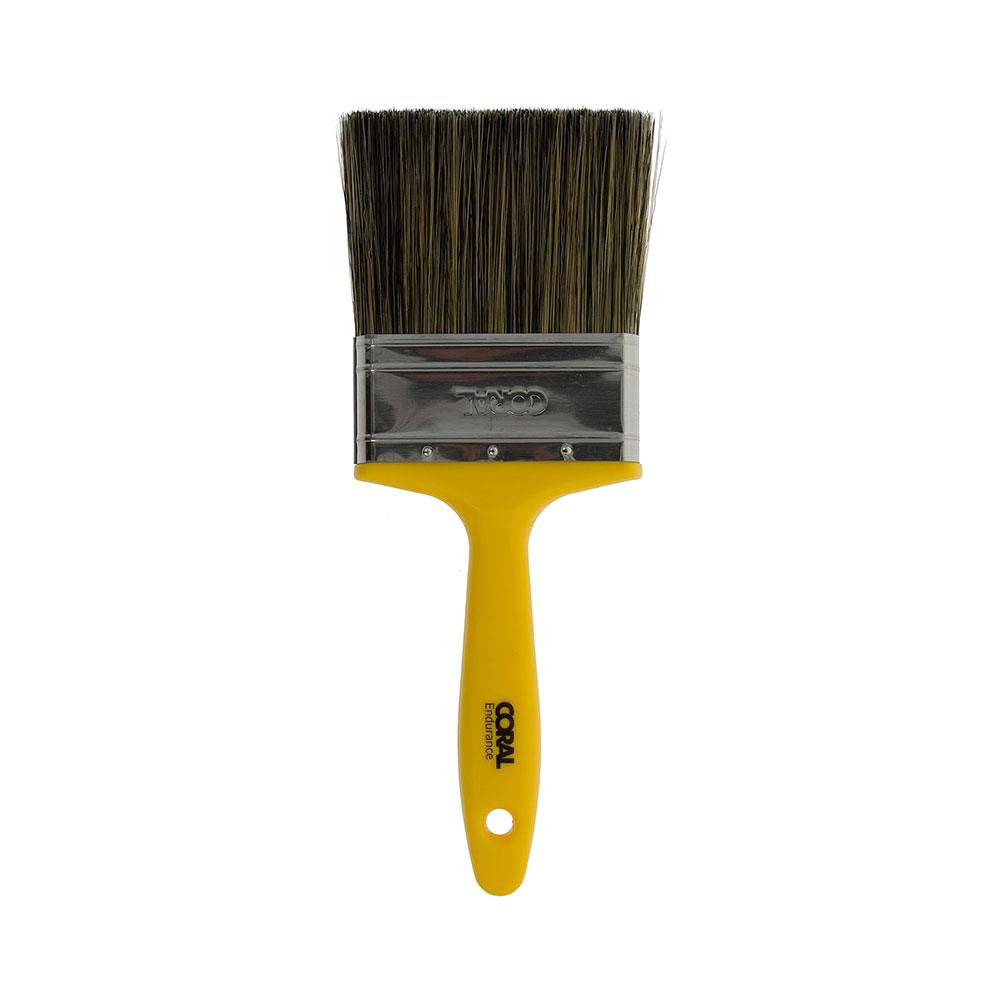 Coral Endurance Masonry Paint Brush With Synthetic Bristle Paintbrush Head 4 Inch - Yellow