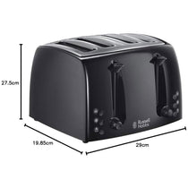 Russell Hobbs Textures 4 Slice Toaster With Extra Wide Slots 850W - Black