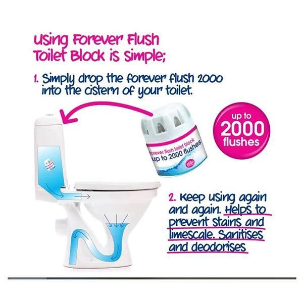 Ecozone Forever Flush 2000 Purple Toilet Block Cleans With Every Flush Twin Pack